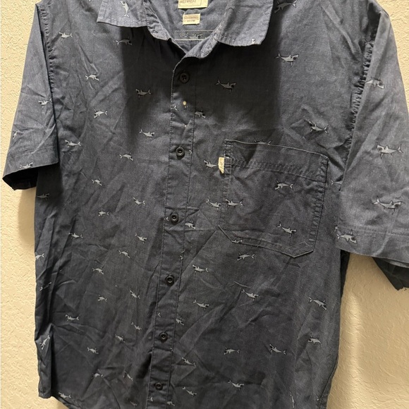 Walker st. Refinery Blue Shark Pattern Casual Shirt size L - Picture 1 of 6